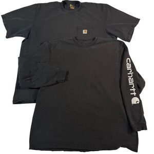Carhartt Men's 3XL Work T Shirts Lot Of 2 Original Fit Black FLAW